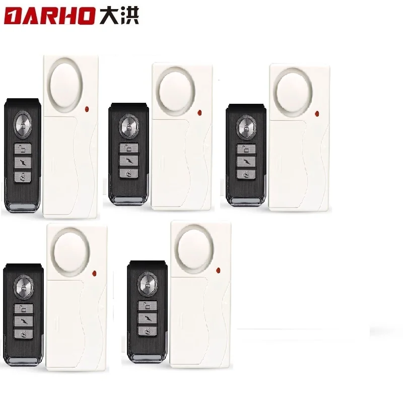 Kopen Darho 5 stks partij Home Security Deur Window Sirene Magnetische Sensor Alarm Waarschuwing Systeem Draadloze Afstandsbediening Deur Detector