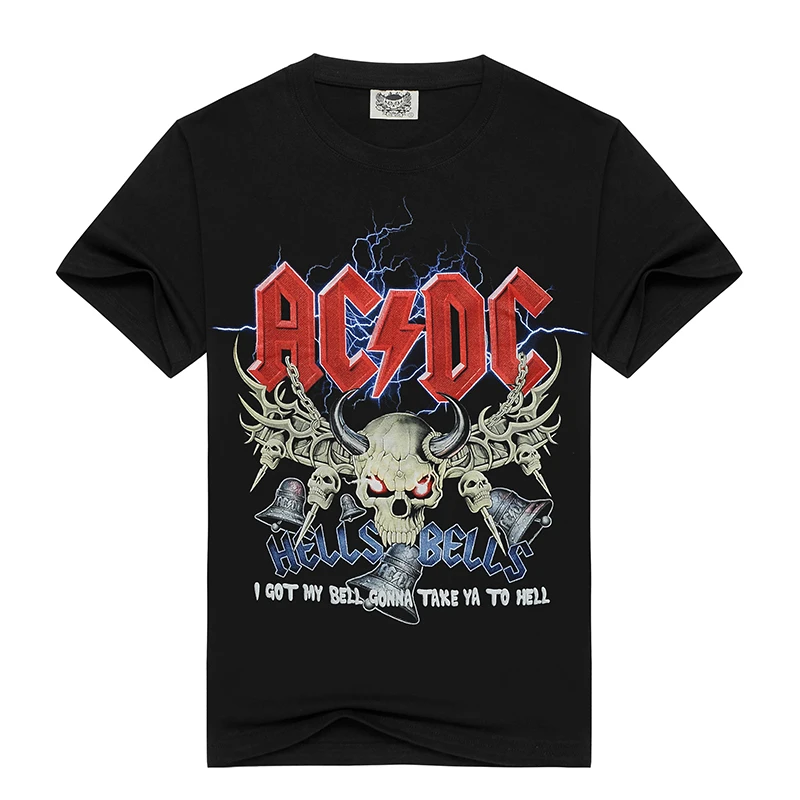 Мужская черная футболка AC/DC HELLS BELLS с принтом хлопок acdc футболки для мужчин летняя брендовая одежда power heave metal rock ac dc