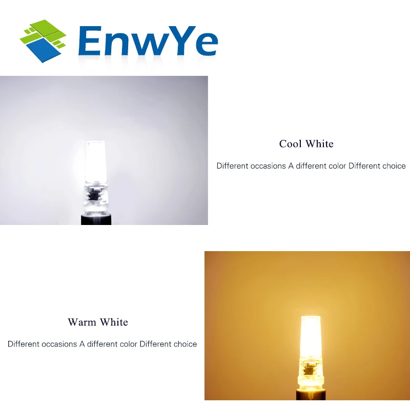 EnwYe G9 Светодиодная лампа AC/DC 360 градусов с регулируемой яркостью 220 В 6 Вт COB SMD LED