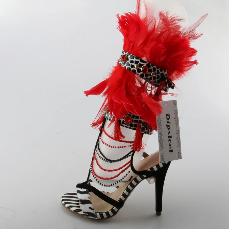 red feather sandals