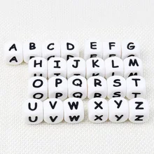 

TYRY.HU 100pcs/lot English Letter Beads Silicone Teether Beads Teething for Necklace Baby Teether Pacifier Chain BPA Free