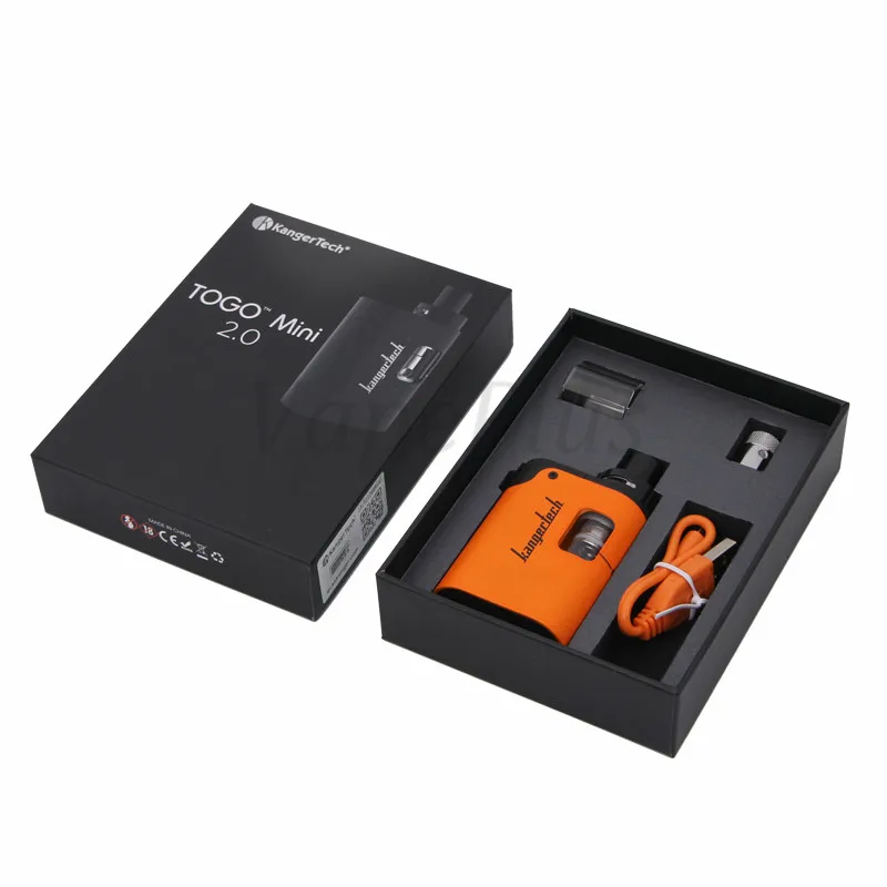 Kangertech TOGO Mini Starter Kit 1.9ml3.8ml Capacity 1700mah1600mah All-in-one E Cigarette TOGO mini Kit 2.0 vs 4.0 Version 88
