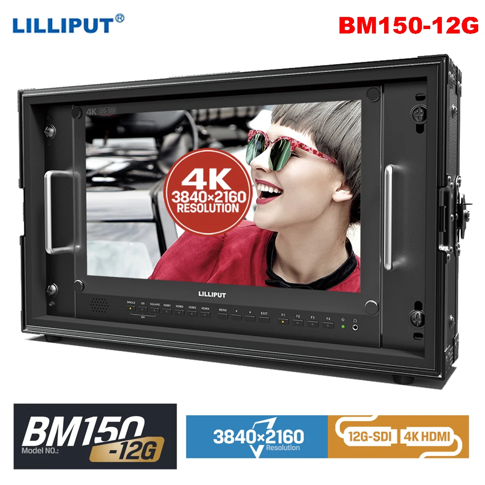 Lilliput BM150-12G 15.6 inch 3840*2160 12G SDI 4K Monitor Carry-on Broadcast Monitor TALLY for Camera 12G-SDI Single-Link