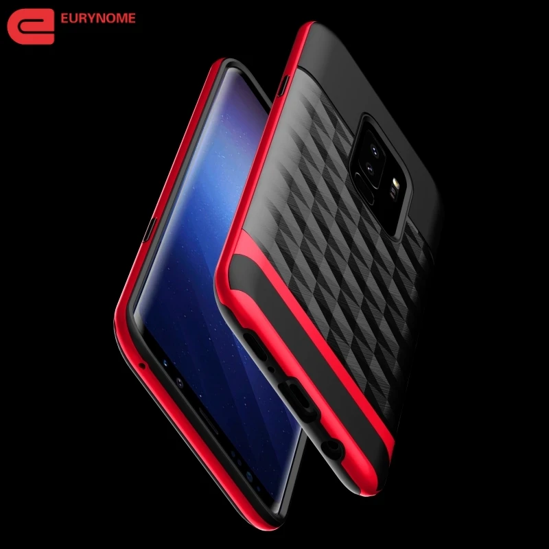 

Shockproof Soft case for Samsung galaxy s9 plus Galaxy S9 Case 2 in 1 Hard Plastic Frame cover with rhombus style TPU With pen