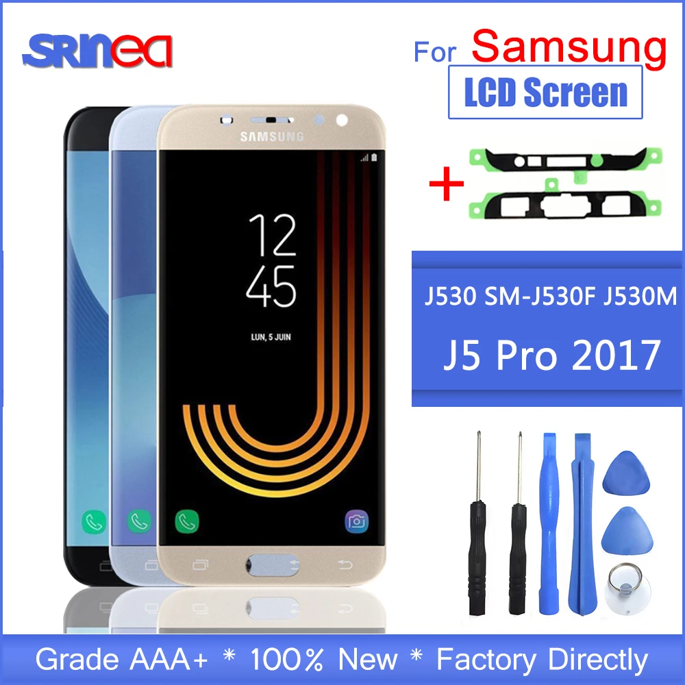 

For Samsung Galaxy LCD J5 2017 J530 SM-J530F J530M LCD Display Touch Screen Digitizer Assembly Brightness Adjustment+Adhesive