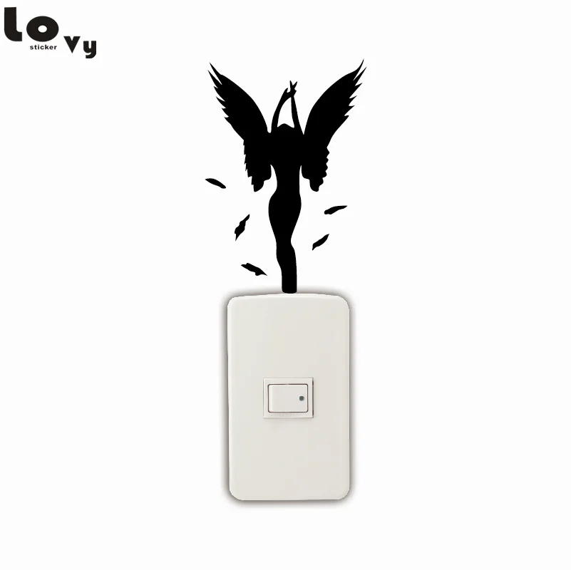 

Creative Angel Girl Switch Sticker Girl With Wings Wall Sticker Home Decor