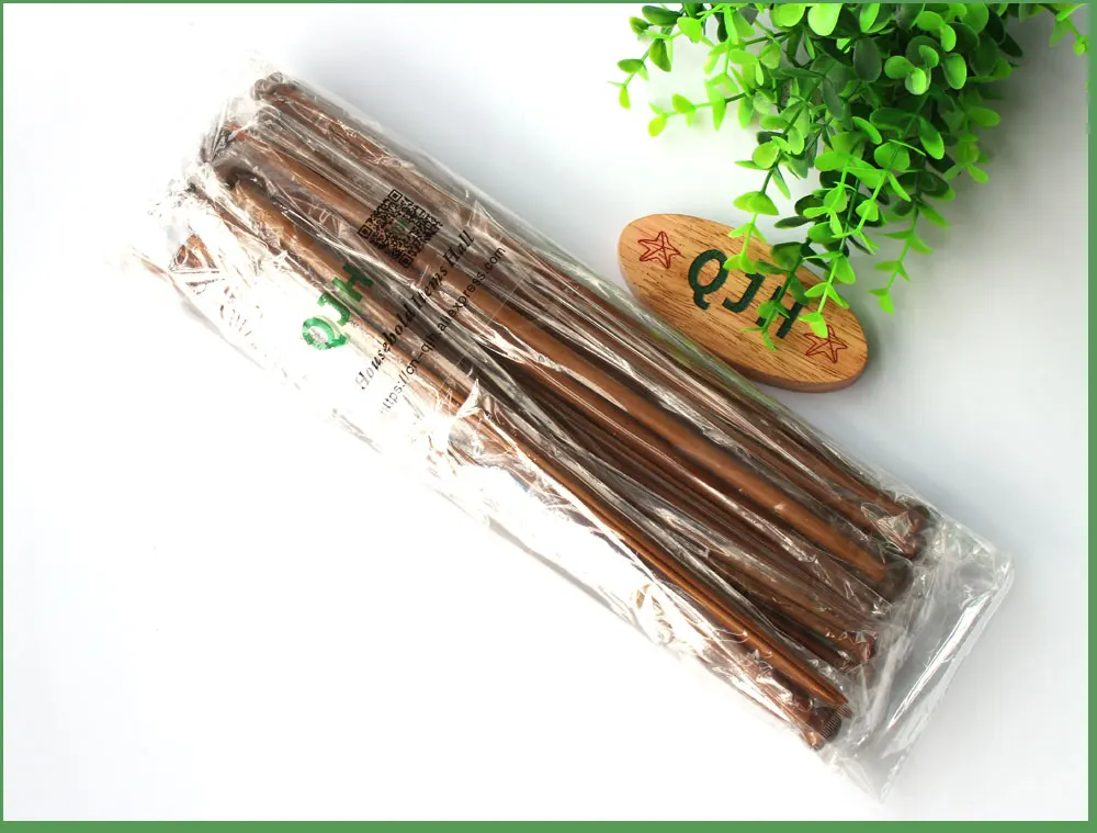 QJH brand 36Pcs 18 Sizes Bamboo Knitting Needles Single Tip Point Round Crochet Needles Household DIY Weaving Knitting Tools 027