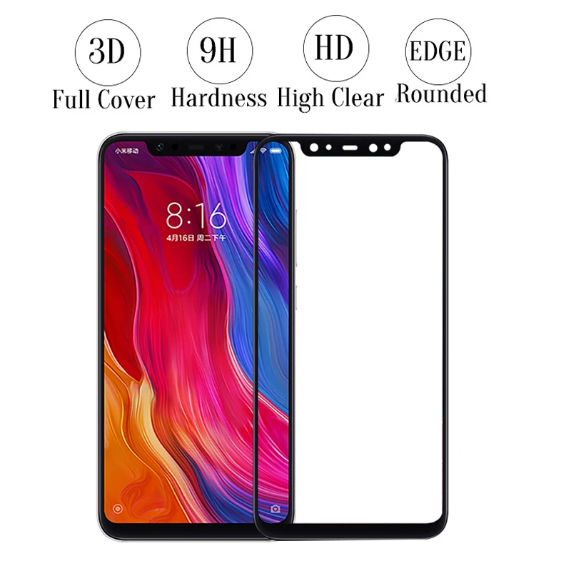 

3D Curved Full Cover MI8 SE Tempered Glass Screen Protector for Xiaomi MI8 Glass for xiaomi MI 8 full Screen Protective film