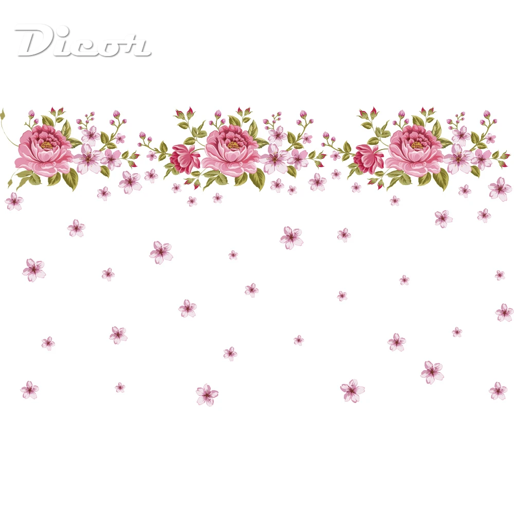 

Chinese Rose Wall Sticker Flower DIY Wedding Decoration Wall Decals For Girl Rooms Self-adhesive Removable Vinyl Waterproof 2019