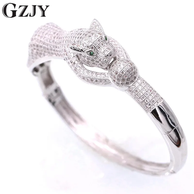 

GZJY Fashion Tiger AAA Zircon Oval Bracelet Bangle For Women High Quality Gorgeous White Gold Bangle Jewelry Pulseira