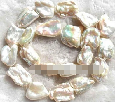 

Jewelry 00345 white natural freshwater pearl freeform Loose Beads 15" 14-18mm