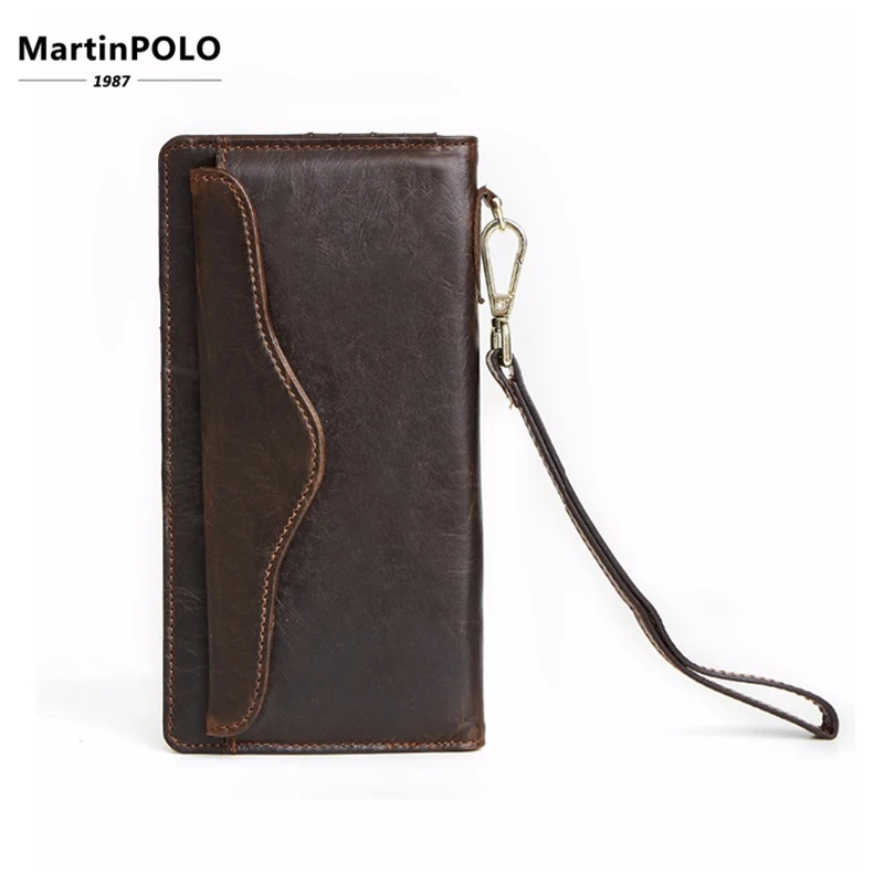 

2019 New Men Genuine Leather Solid Men Wallets Leather Coin Purse Hasp Vintage Card Holder Long Carteira Masculina 2050