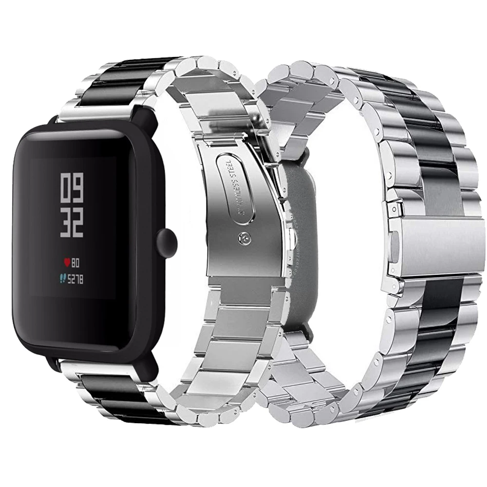 

20mm Bracelet for Amazfit Strap Steel Belt for Xiaomi Huami Amazfit Bip Youth Smart Watch Strap Metal Stainless Steel Wrist Band