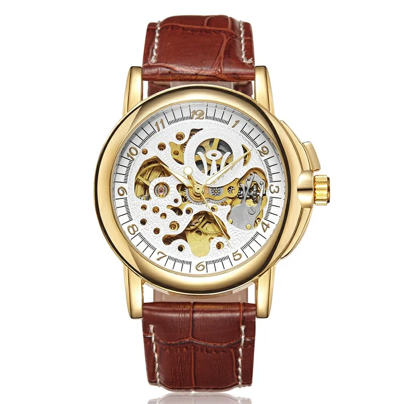 

Luxury Gold Automatic Mechanical reloj hombre 2018 Watch Waterproof Leather Band Men Wristwatches Clock