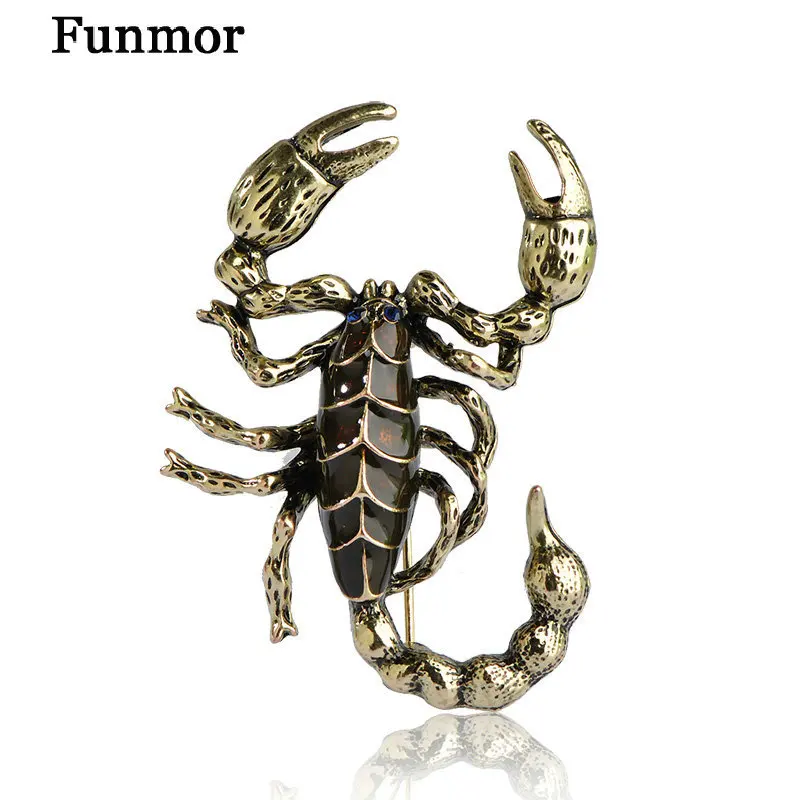 Halloween Gift Vintage Animal Brooch Sweater Clips Cool Enamel Esmalte Scorpion Broche Badge With Pin For Men Women Bijouterie