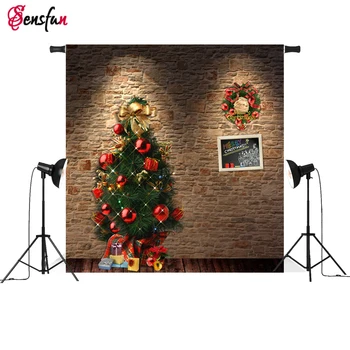 

Brick Wall Christmas Backdrops Customized Computer Printed Vinyl Photography Background for Photo Studio 5X7FT