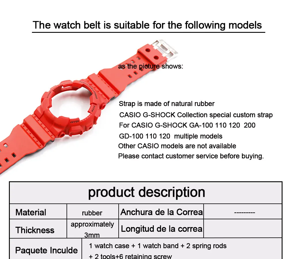 Ремешок из смолы, мужские аксессуары для часов Casio GSHOCK GA100 GA110 GA120 GD100 GLS, ремешок, чехол, водонепроницаемый ремешок