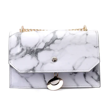 

ABDB Women Fashion Summer Marble Pattern Glossy Leather Chic Chain Bag Shoulder Bag Handbags Messenger Bag