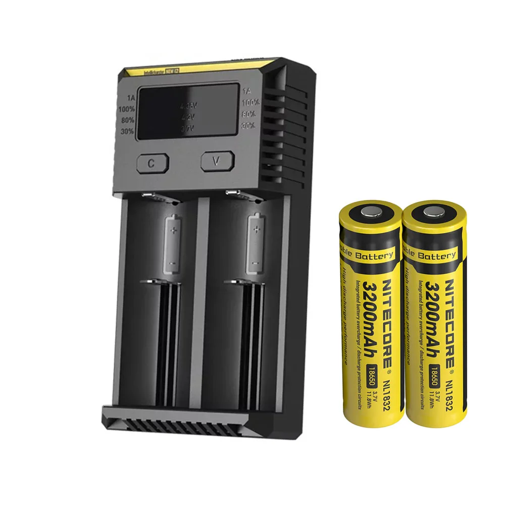 NITECORE I2 зарядное устройство+ NITECORE батареи 3500mAh 3200mAh 2600mAh 2300mAh 14500 NL147 NL166 RCR123 литий-ионный аккумулятор