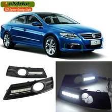 eeMrke LED Daytime Running Lights For VW Volkswagen CC White DRL Light Fog Lamp Cover Kits