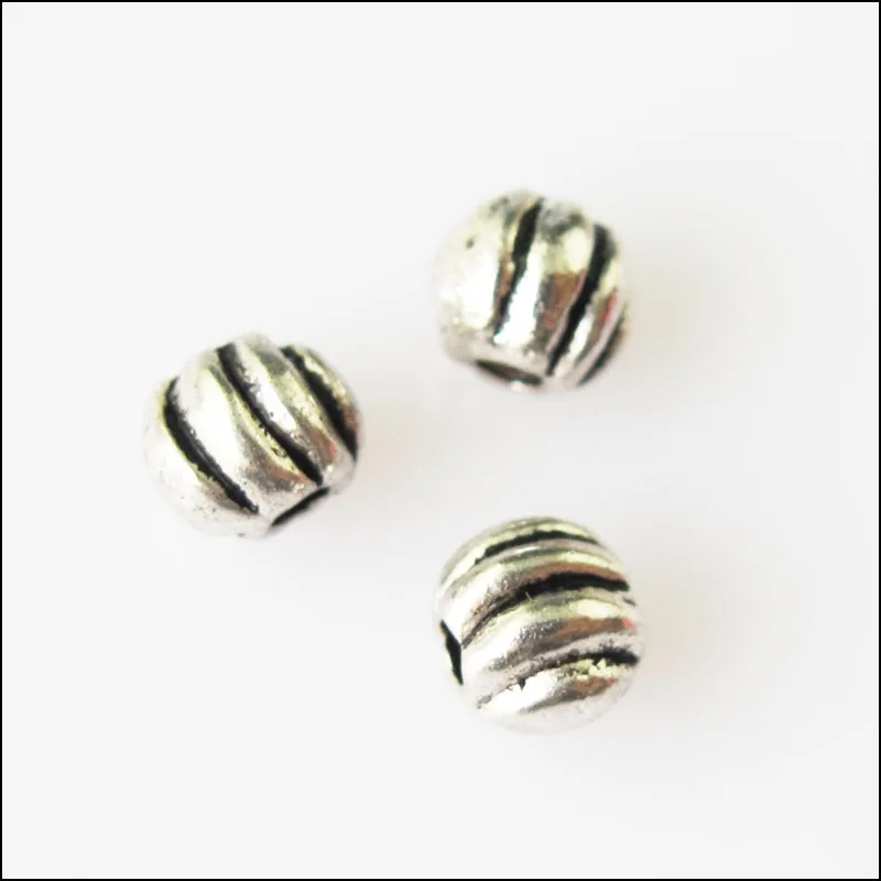 

50Pcs Antiqued Silver Tone Tiny Pumpkin Round Spacer Beads Charms 4.5mm