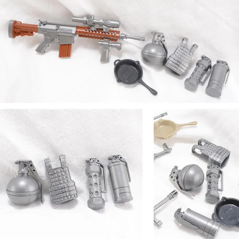 

6 in 1 gun toy model 98k ak47 M16 M4 building blocks 1:6 military weapon box model PUBG Body armor toys Boy birthday gift