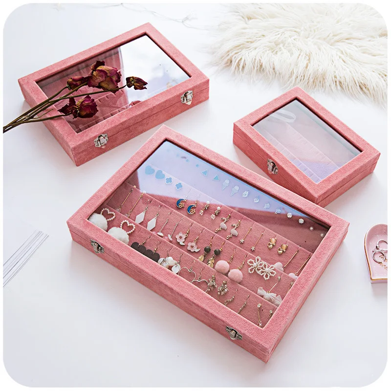 

Jewelry Box Organizer With Glass Display Multi-compartments For Necklaces Earrings Watches Rings Storage Gift Box Women Girl
