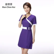 Фиолетовая одежда для красоты, медицинская одежда для медсестры, рабочая одежда для татуировки, медицинская одежда Униформа с короткими рукавами, спа