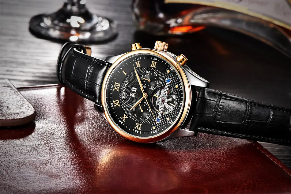 Fashion Luxury Brand BINSSAW leather Tourbillon Watch Fashion Luxury Brand BINSSAW leather Tourbillon Watch
