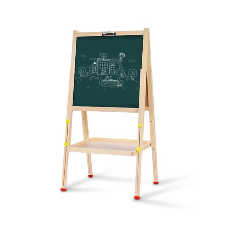 

Wooden Blackboard Double-sided Magnetic Bracket Type Writing Board Multifunctional folding whiteboard and green board