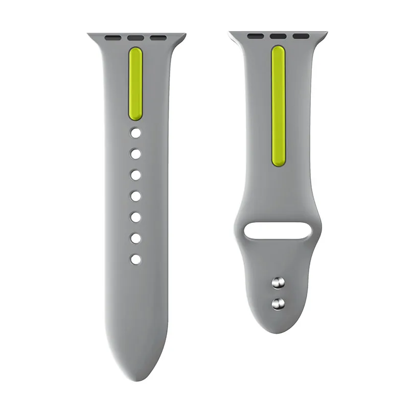 Gray Green UEBN Спорт на открытом воздухе силиконовый для apple watch, ремешок 42 38 40 44 мм умный Браслет для ручных часов, браслет на запястье, ремешок для наручных часов iWatch серии 4/3/2/1 ремешок - Цвет ремешка: Gray Green
