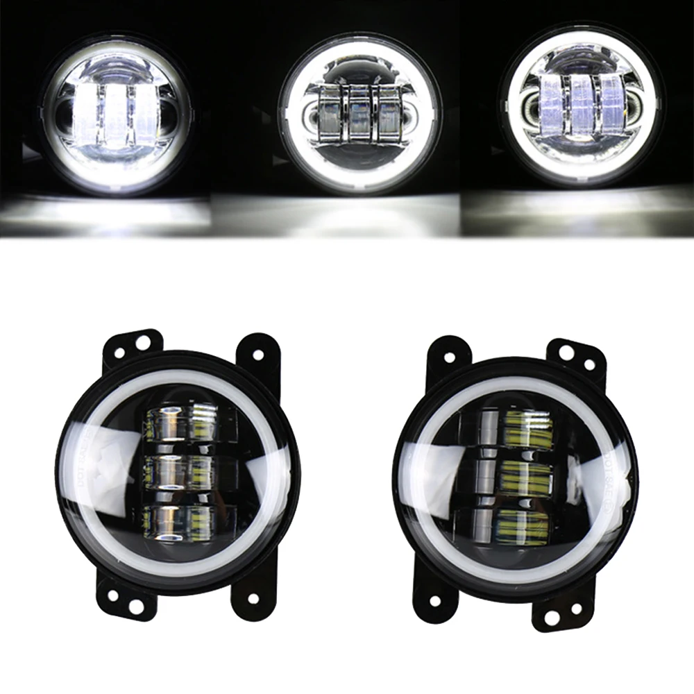 

Modoao 2pcs LED Vehicle Fog Lamps 30W 4 inch SUV Fog Lights Angel Eyes LED Truck Fog Lights 6000K Waterproof Lights