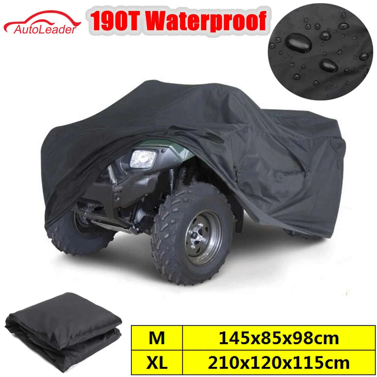 Ceny Czarny uniwersalny M XL 190T wodoodporny Quad pokrywa atv pojazd skuter pokrowiec na motocykl