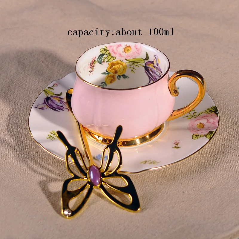 Керамика костяного фарфора кофейная чашка кружка ложка с бабочкой концентрат чашки большой емкости воды кружки Бытовая Посуда для напитков лучший подарок - Цвет: B