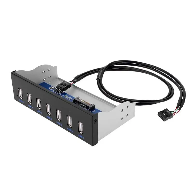 9 Pin to 7 Ports USB 2.0 Hub 5.25 inch CD-ROM Drive Bay CD ROM Front Panel for Computer Case Expansion Adapter 9 Pin to 7 Ports USB 2.0 Hub 5.25 inch CD-ROM Drive Bay CD ROM Front Panel for Computer Case Expansion Adapter