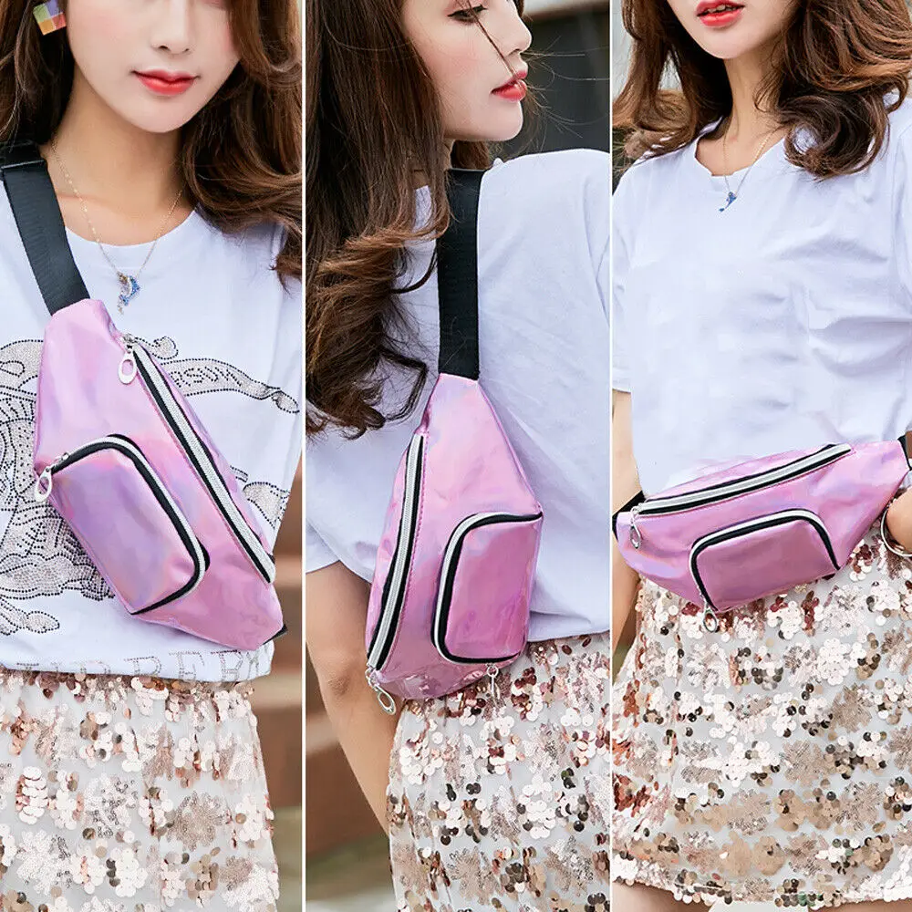 

2019 Newest Hot Women Candy Color Laser Shinny Waist Bum Bag PU Fanny Pack Belt Money Pouch Wallet Travel Phone Bag