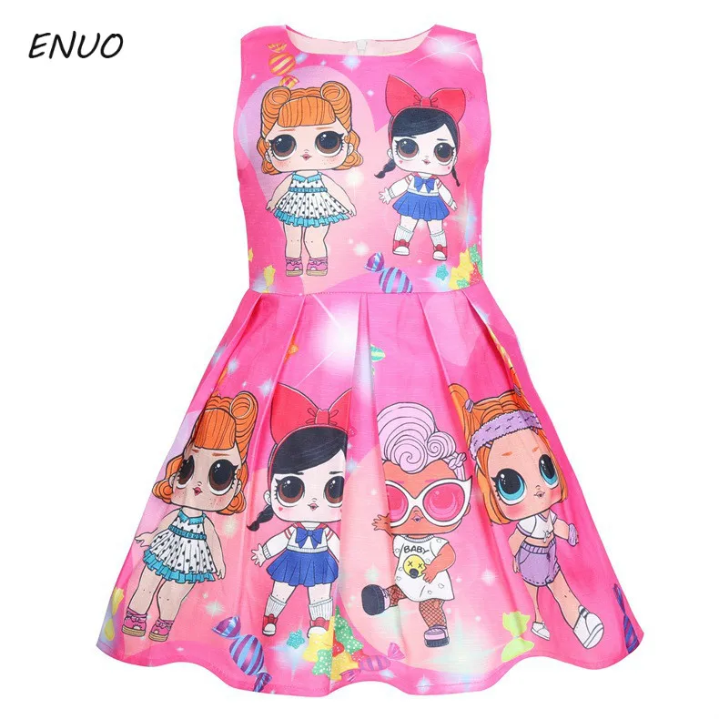 

Summer Children Dress Cartoon Girls Print Kids Princess Dresses for Girls Sleeveless Girl Dress Costumes Clothes 3-8 Years Old