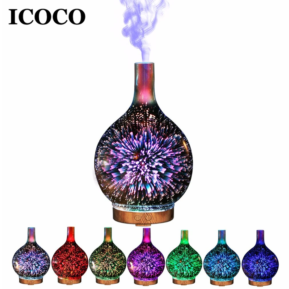 

ICOCO 7 colors LEDs Night Light 3D Glass Humidifier Home Essential Oil Diffuser Aromatherapy Air Purifier Drop Shipping Sale