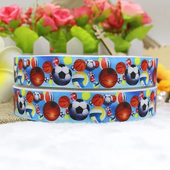 

Q&N ribbon 7/8inch 22mm 160830001 football basketball printed grosgrain ribbon webbing 50yards/roll for headband free shipping
