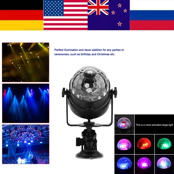 

LED Stage Light USB Rechargeable Crystal Magic Ball Mini LED Light Auto Voice Activated Lamp for Stage Disco Party Club DJ Lumie