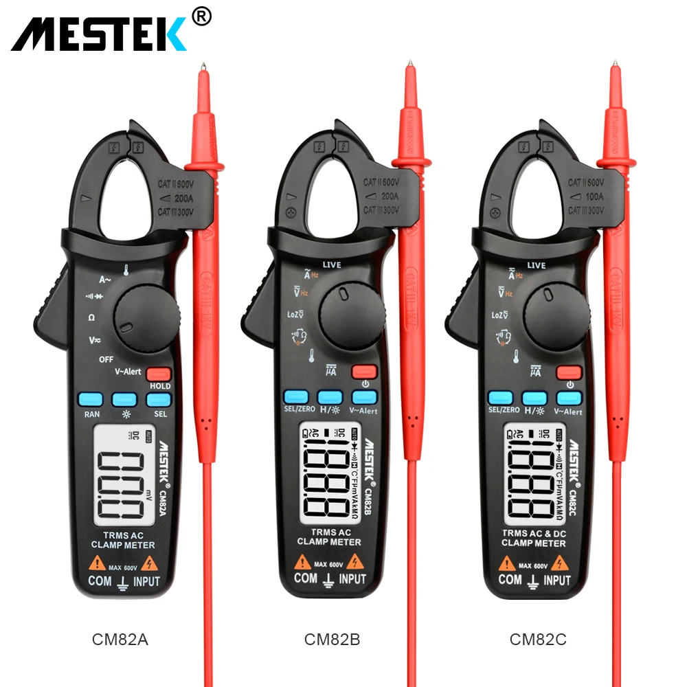 

MESTEK Multimeter Digital Clamp Meter AC DC Current Clamp Voltage Resistance Capacitance Tester 40-1000Hz Auto Range Amperimetro