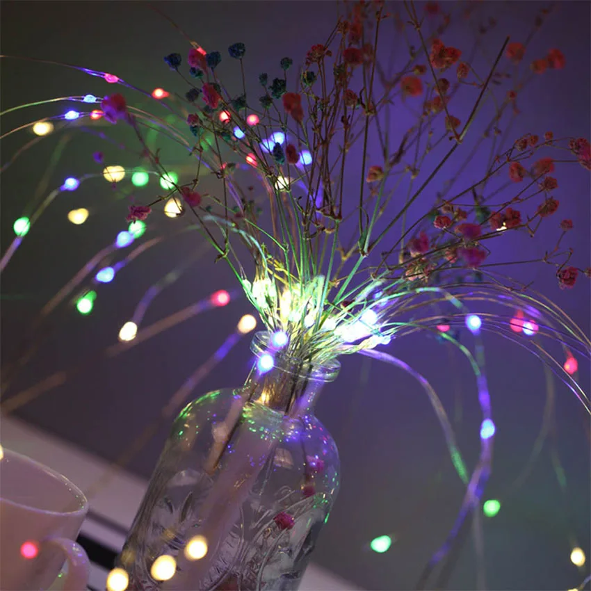 120Leds Copper Wire Firework LED String Light Remote Control Hanging Fairy String Lamp Christmas Party Bottle Decoration Lights (16)