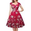 Halloween Skull Print Gothic Dress Women Vintage Square Collar Wrapped Chest Plus Size 4XL Swing Rockabilly Pin Up Retro Dresses ► Photo 2/6