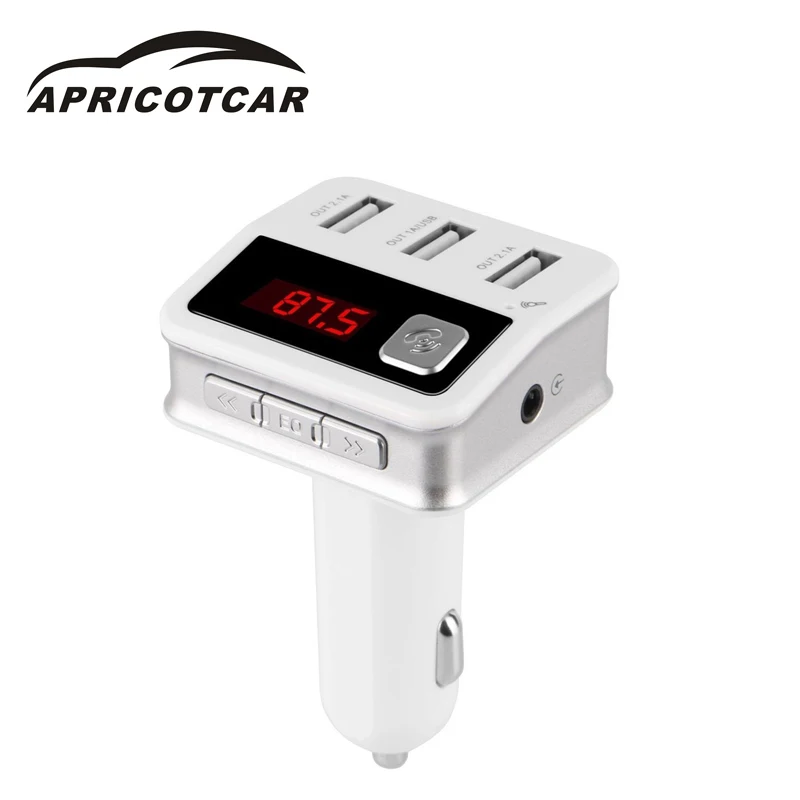 New Car Kit AUX Handsfree Wireless Bluetooth FM Transmitter Mp3 Player Car with LCD 3USB Car Charger Navigation Broadcast BC12