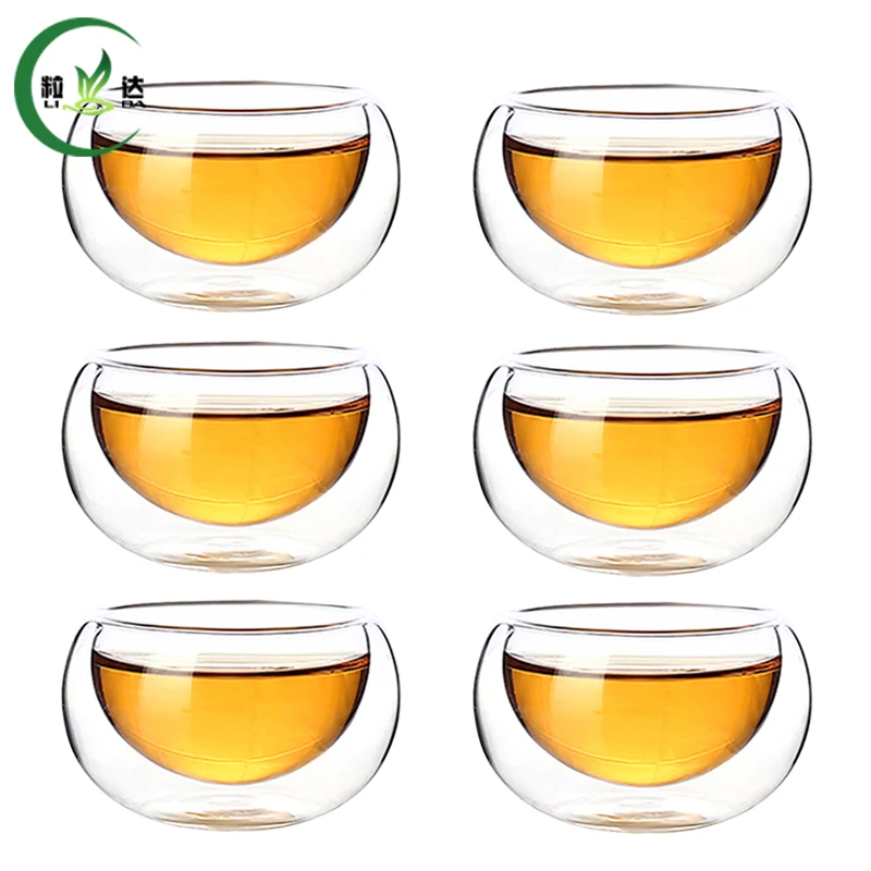 6pcs High Quality Heat Resisting Double wall Xiao Pin Glass Tea Cup