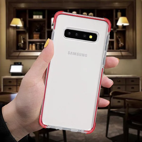 SUYACS противоударный Прозрачный чехол для телефона для samsung Galaxy S10Plus S10e S10 для iPhone XR XS Max XS Мягкий ТПУ чехол для задней панели телефона - Цвет: Red