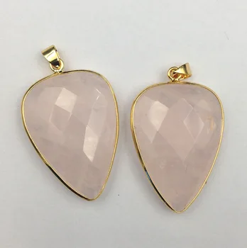 

YA2294 Stone Faceted Drop Pendant Gold 40x25x8mm