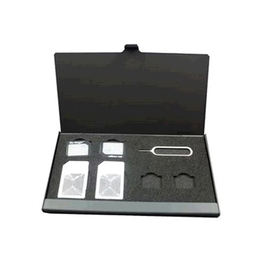 

Aluminum Portable for Apple Samsung 56 mobile phone memory SIM card Storage Box Case Protector Holder Black package Storage box