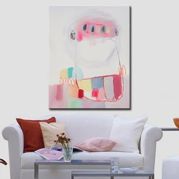 

100% Hand Painted Modern Wallet Eva Robot Simple Color Abstract Painting on Canvas Wall Art for Decoration sale online No Frame