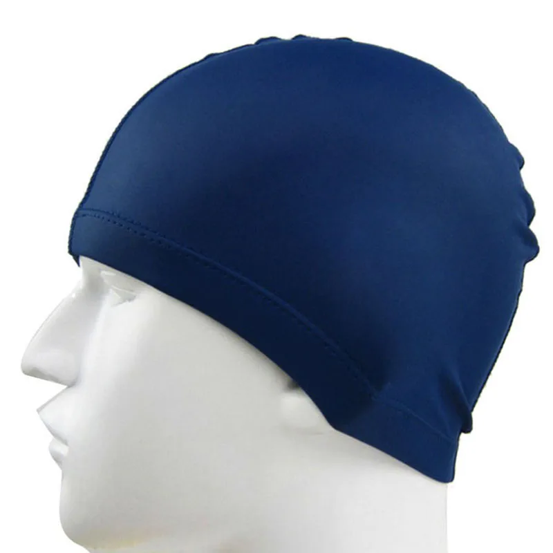 

New Elastic Unisex Adult PU Fabric Swim Cap Multicolor Free size Ear swimming cap Sports Waterproof Swimming Hat